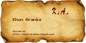 Khon Aranka névjegykártya